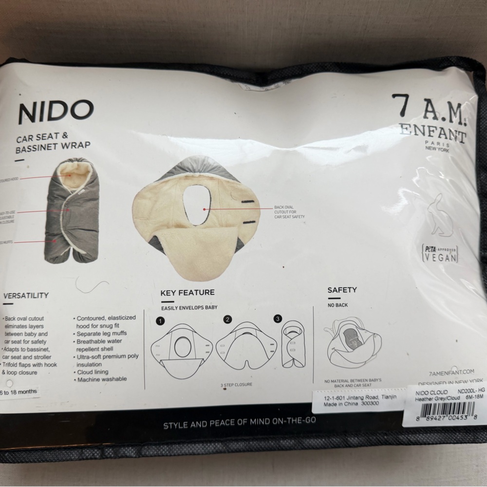NIDO Cloud Car Seat & Bassinet Wrap - Gray - Picture 2 of 5